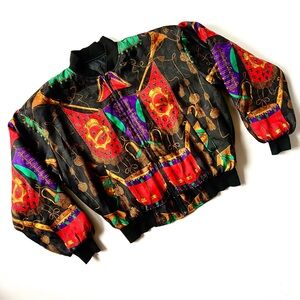 Vintage 80s 90s unisex pattern puffer bomber jacket